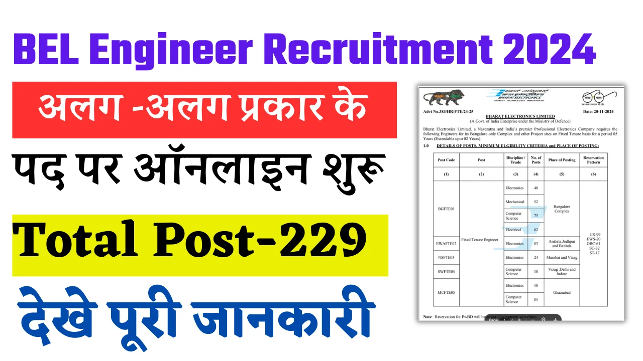 BEL Engineer Recruitment 2024