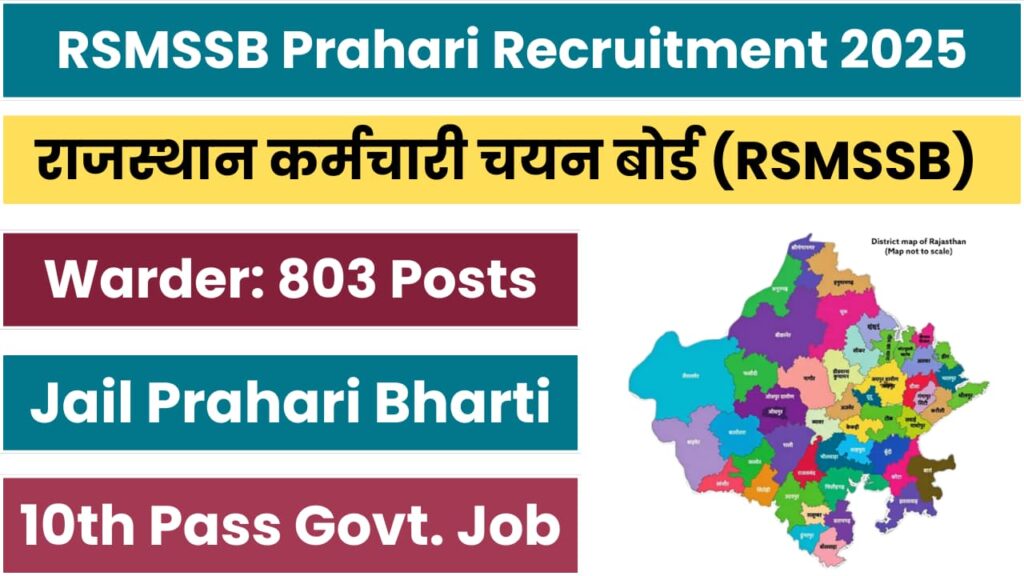 RSMSSB Jail Prahari Recruitment 2025 803 Post Jail Warder